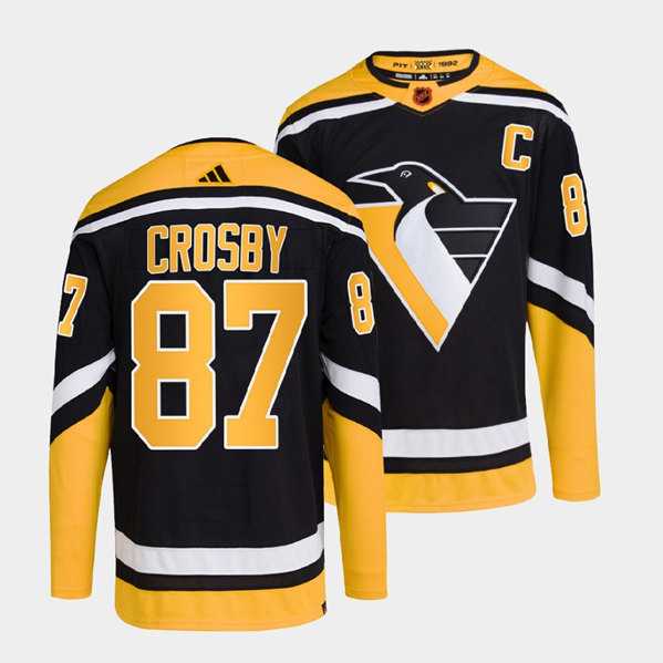 Mens Pittsburgh Penguins #87 Sidney Crosby Black 2022-23 Reverse Retro Stitched Jersey Dzhi->pittsburgh penguins->NHL Jersey